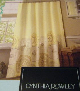 Cynthia Rowley Medallion Shower Curtain Yellow Grey Taupe Brown New