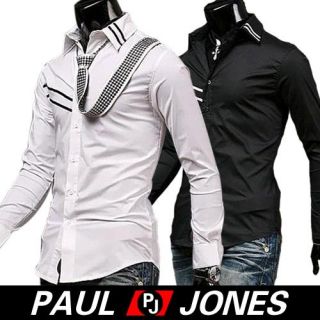 Paul Jones Mens Fashion Casual Fit Buttons Down Dress Shirts Blue Size