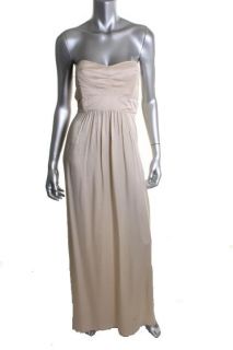 Twelfth St by Cynthia Vincent Beige Silk Seamed Strapless Formal Dress
