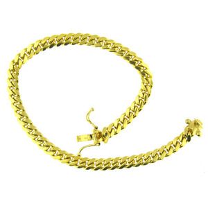 14 KT Yellow Gold Cuban Link Mens Bracelet
