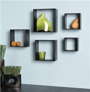 cube set black modern shelves shelf wall accent