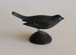 Miniature A. Elmer Crowell Blue Cat Bird Carving East Harwich MA Wood