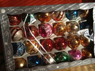 Vintage Small Glass Christmas Tree Ornaments Made in Columbia for Kurt