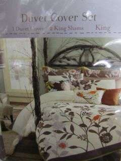 Daintree Cream Brown Leaves King Duvet Cover Set Cotton