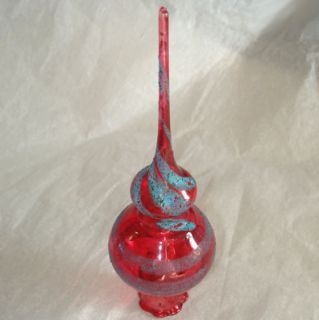 Cranberry Unsilvered Glass Christmas Tree Topper WWII