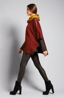 Vince Sweater Poncho, Tee & Leather Leggings