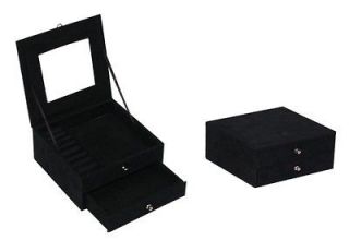 Suede Square Jewelry Jewel Storage Container Vanity Case Gift Set Box