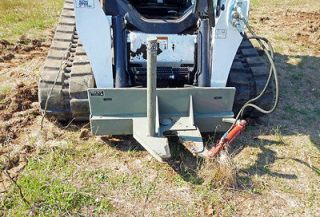 HYDRO FENCE POST & TREE PULLER WITH T POST DRIVER SKID STEER LOADER
