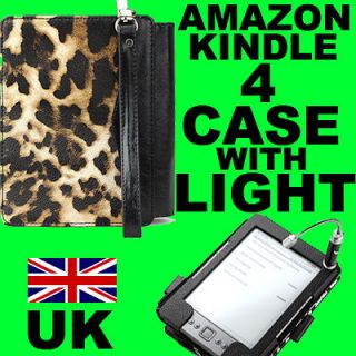  LEATHER CASE COVER FOR NEW  KINDLE 4 WITH LED READING LIGHT