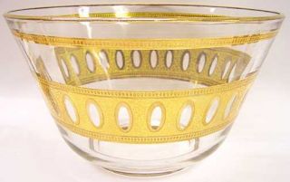 Vintage Culver Antiqua Punch Bowl Set with 8 Glasses 22K Gold Trim