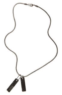 DIESEL® Antique Brass Logo Double Tag Necklace