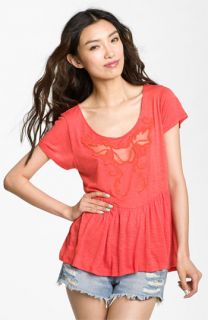 Free People Candy Crafty Embroidered Peplum Top