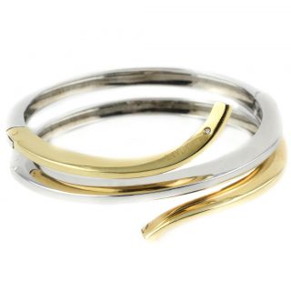 Damiani Eden Design 18K White Yellow Gold Diamond Bangle Bracelet