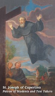 Colorful Saint St Joseph of Cupertino Holy Prayer Card Test Takers