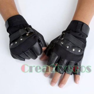 Mans Leather Driving Motorcycle Bike Cycling Sports Fingerless Gloves