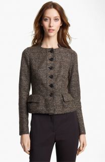 Burberry Prorsum Collarless Tweed Jacket