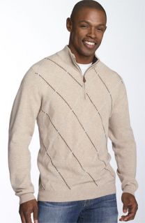 John W. ® Raker Stitched Half Zip Cashmere Sweater