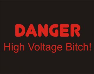 Danger High Voltage Bitch Rude Cool College Funny Tee