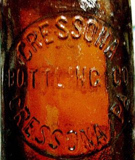  cressona bottling co embossed amber bottle tough pre 1910 cressona