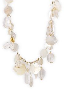 Sequin Long Shell & Crystal Charm Necklace