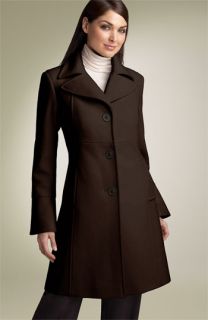 DKNY Fluted Sleeve Wool Blend Coat
