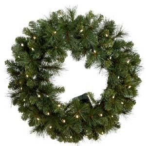 Danson Decor 24 Prelit Mixed Needle Christmas Wreath X85261 Battery