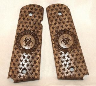 Custom Laser Engraved Compact 1911 grips for Zombie Hunters