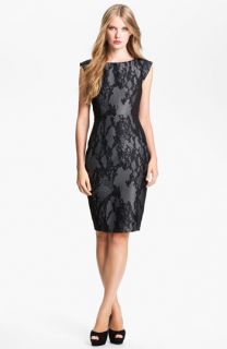 French Connection Milly Lace Front Cap Sleeve Sheath Dress