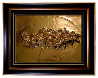 SALVADOR DALI Original SCULPTURE Relief GOLD Signed art The Last