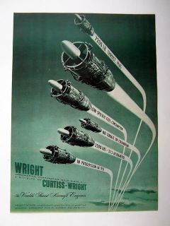 Curtiss Wright J65 Turbojet Aircraft Jet Engine 1951 print Ad