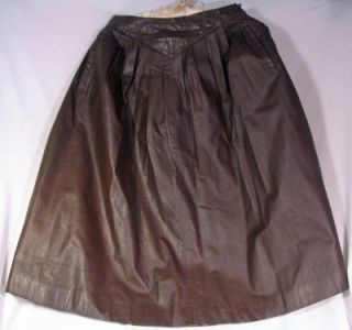 Dark Chocolate Brown Soft Leather Flared Skirt