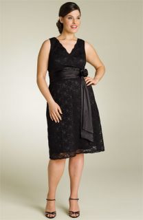 JS Boutique Sleeveless Lace & Satin Dress (Plus)