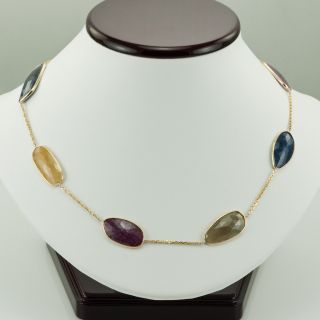  Gemstone Necklace Multi Colored Sapphires Size 16 or 18 Inches