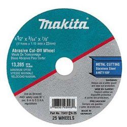 makita 724112 a 4 1 2 inch stainless cut off wheel condition new