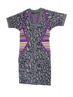 CUT25 Womens Jaquard Leopard Geometric Printed Wool Knit Dress s $295