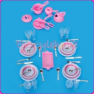 40pcs Cute Kitchen Dishes Utensils Accessory Set for Barbie Doll