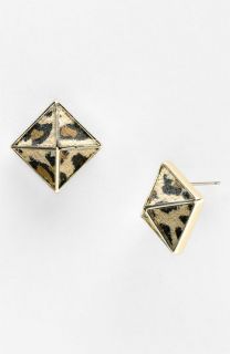 Belle Noel Leopard Print Suede Pyramid Stud Earrings