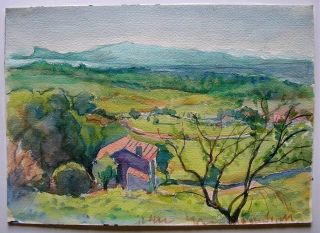 Painting Simone Fonfreide Fauvist Landscape Auvergne 19