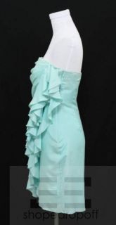 Cynthia Steffe Aqua Blue Silk Ruffle Strapless Dress Size M