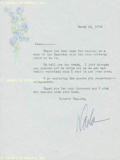 Darla Jean Hood Typed Letter Signed 03 16 1974