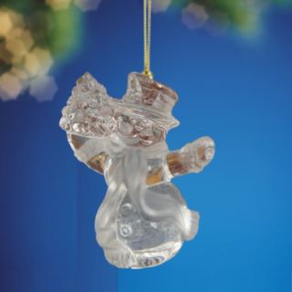 The Crystal Bright Christmas Snowman Ornament gleams with sparkling