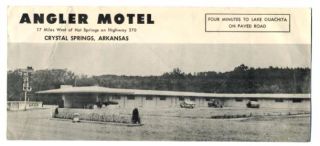 Angler Motel Crystal Springs Arkansas Brochure 1950S