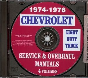  1974, 1975 & 1976 Pickup, Van, Blazer, Suburban & Truck Shop Manual CD