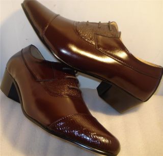 Italo Mens Shoes Brown Cuban Heel US Size 7 5 W