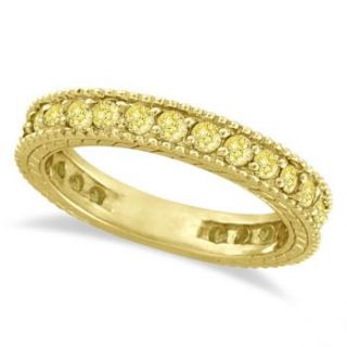 00ct Fancy Yellow Canary Diamond Right Hand Eternity Ring Band 14k