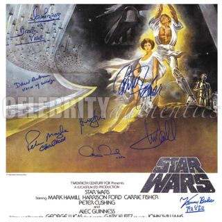 Star Wars Cast Signed A New Hope 27x40 Poster A Harrison Ford Hamill