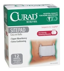 Curad Site Pads Surgical Dressings 5 x 9 12 Ea