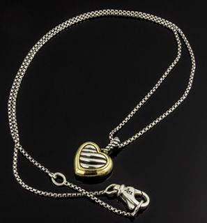 David Yurman Cable Heart Necklace 18k Gold and Sterling Silver w/ Box