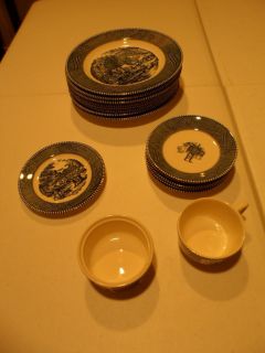 Currier Ives Royal Ironstone Dishes Mixed Lot