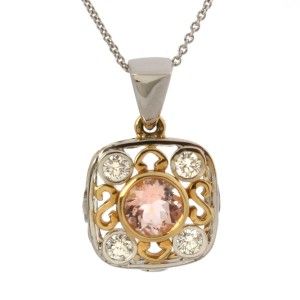 Jane Wullbrandt 18K Gold Pink Morganite Diamond Pendant